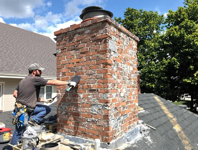Completed chimney rebuild by Millbury Chimney Sweep in Millbury, MA
