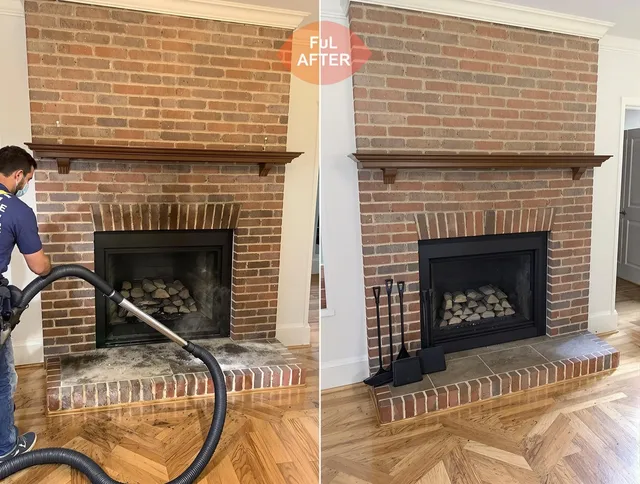Millbury Chimney Sweep carefully sanitizing a fireplace in Millbury, MA