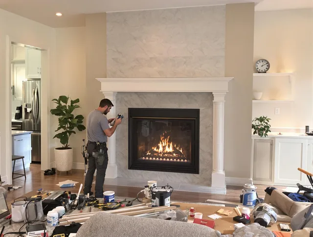 Newly installed fireplace by Millbury Chimney Sweep in Millbury, MA